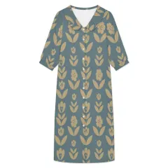 Women's Collar Side Slits Dress with Buttons thumbnail 3