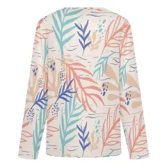 Women's Cross V Neck Button Long Sleeve Top thumbnail 4