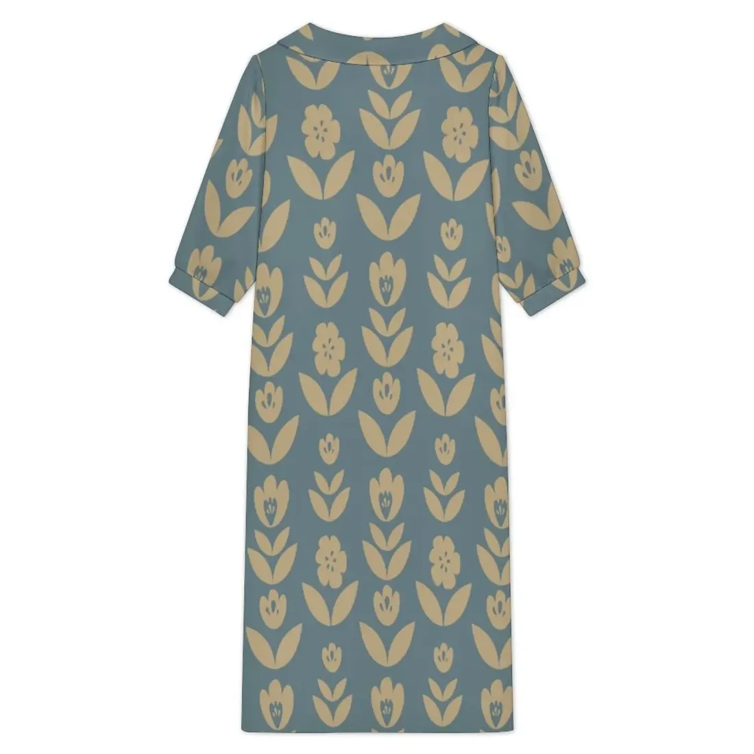 Women's Collar Side Slits Dress with Buttons — photo 4