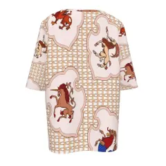 Women's Crew Neck Short Sleeve Top with Buttons thumbnail 3