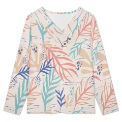 Women's Cross V Neck Button Long Sleeve Top thumbnail 6