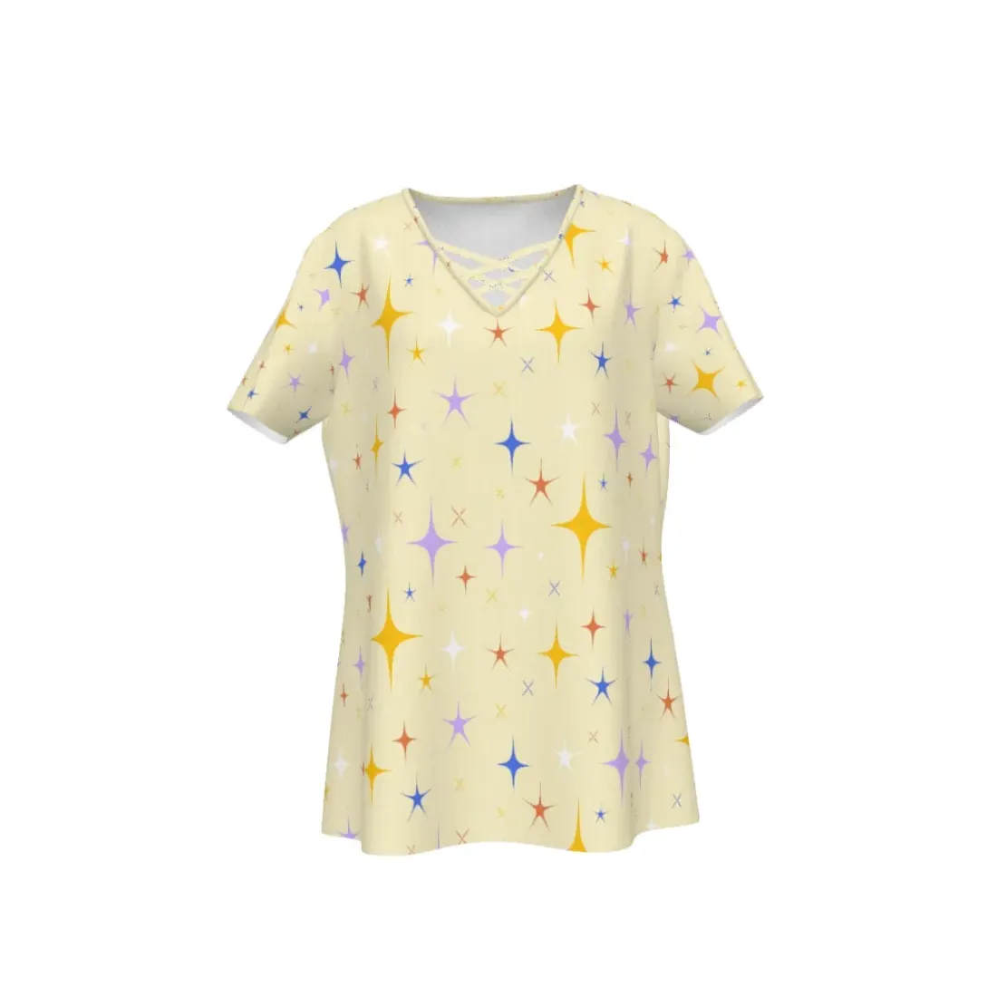 Women's Crisscross V Neck Short Sleeve Shirt — photo 2