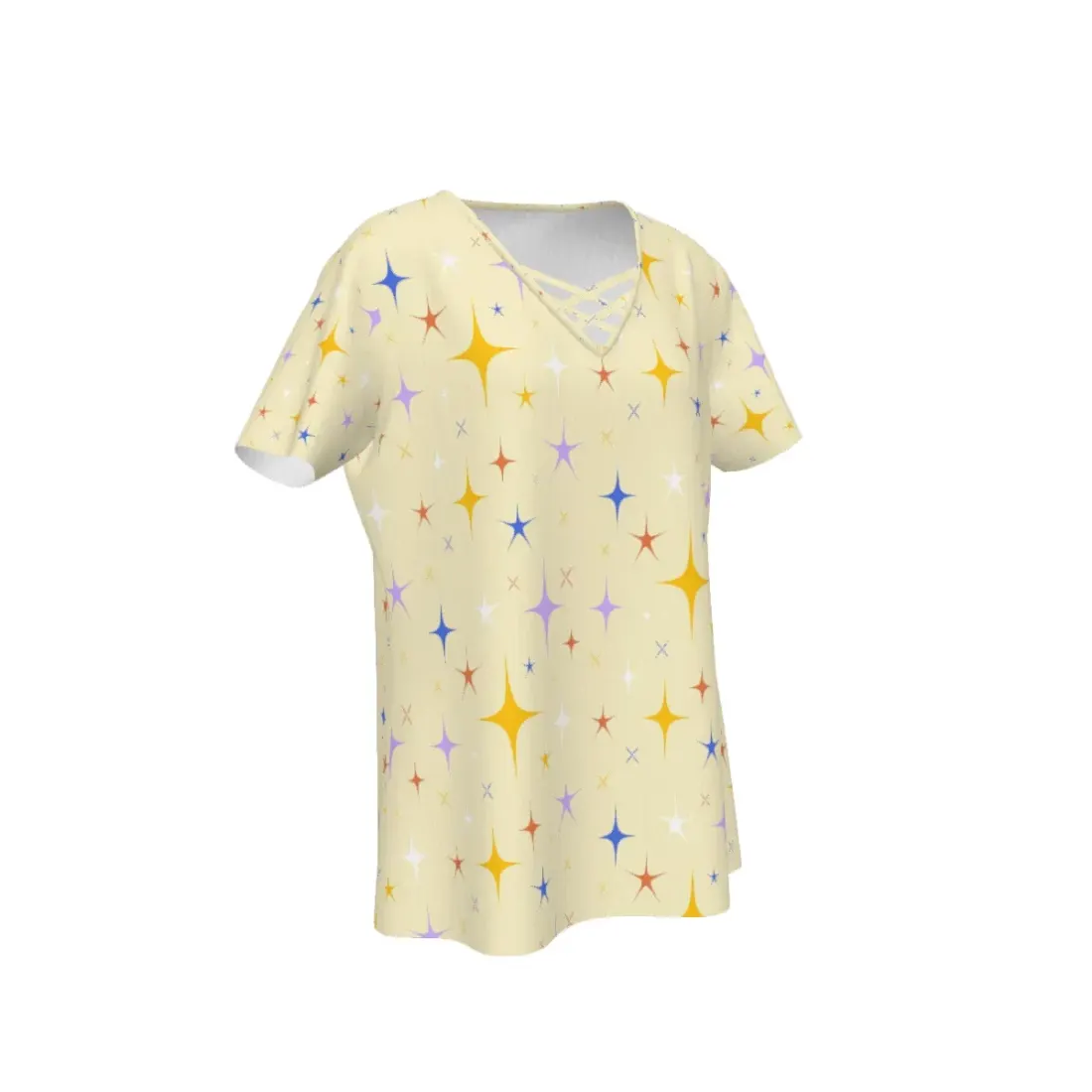 Women's Crisscross V Neck Short Sleeve Shirt — photo 4