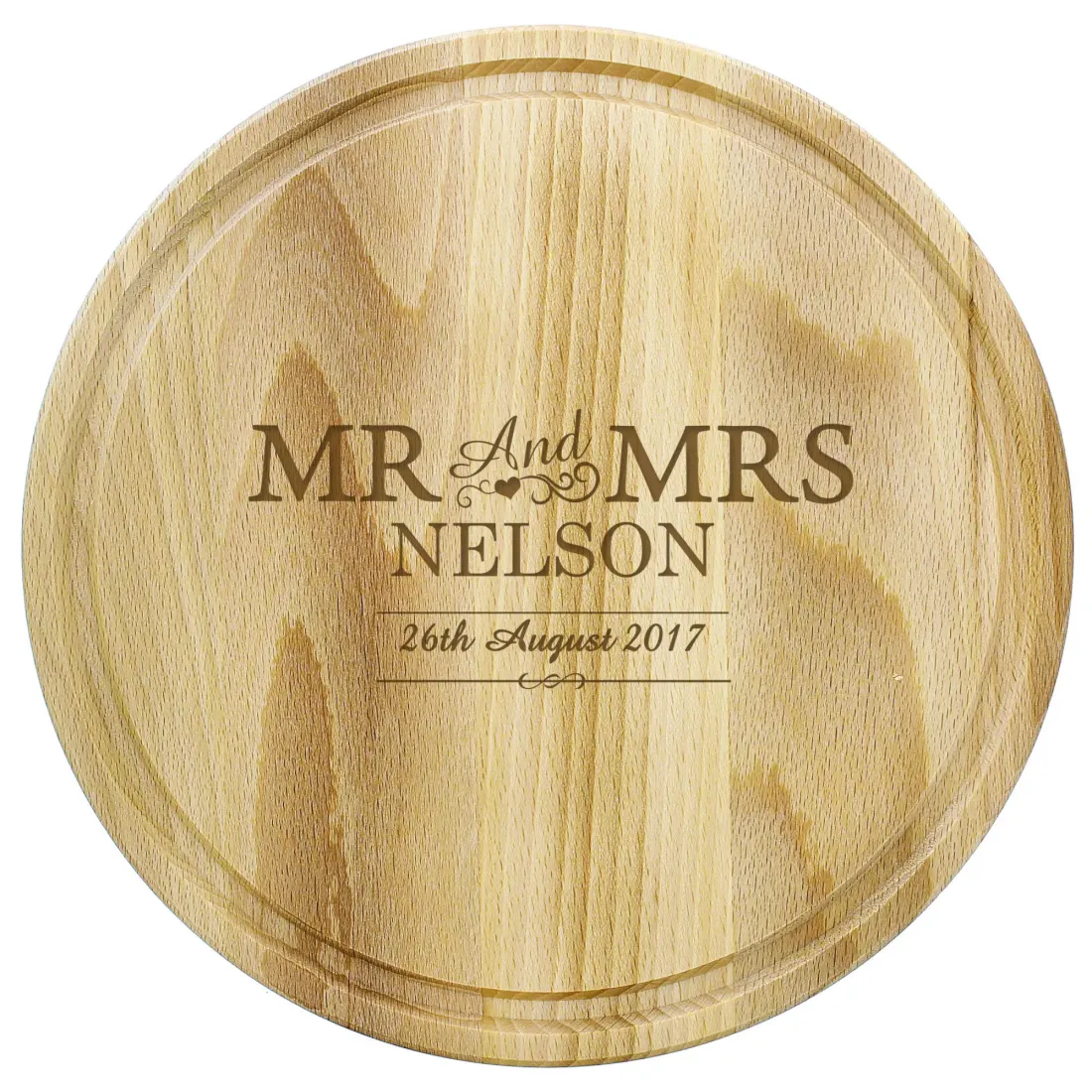 Personalised Chopping Board, Round Wooden Wedding Gift, Custom Engraved Couple Keepsake, Anniversary Kitchen Decor — photo 3