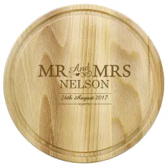 Personalised Chopping Board, Round Wooden Wedding Gift, Custom Engraved Couple Keepsake, Anniversary Kitchen Decor thumbnail 3
