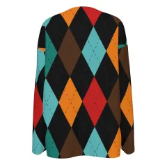 Women's V-Neck Drop Shoulder Long Sleeve Top thumbnail 3