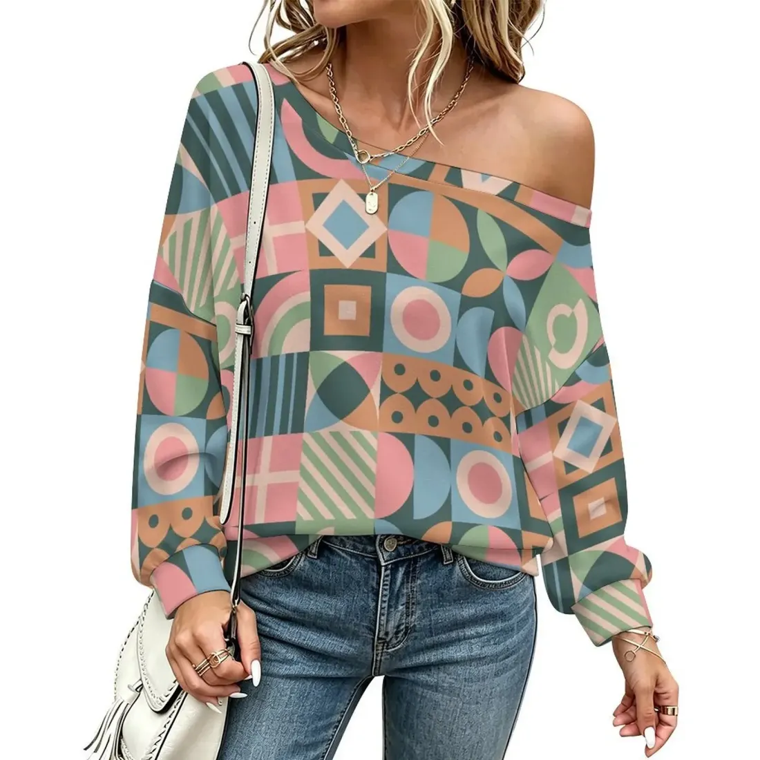 Women's Off-shoulder Long Sleeve Sweatshirt — photo 2