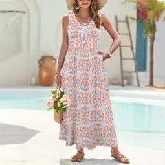 Women's Sleeveless V-Neck Maxi Dress thumbnail 1