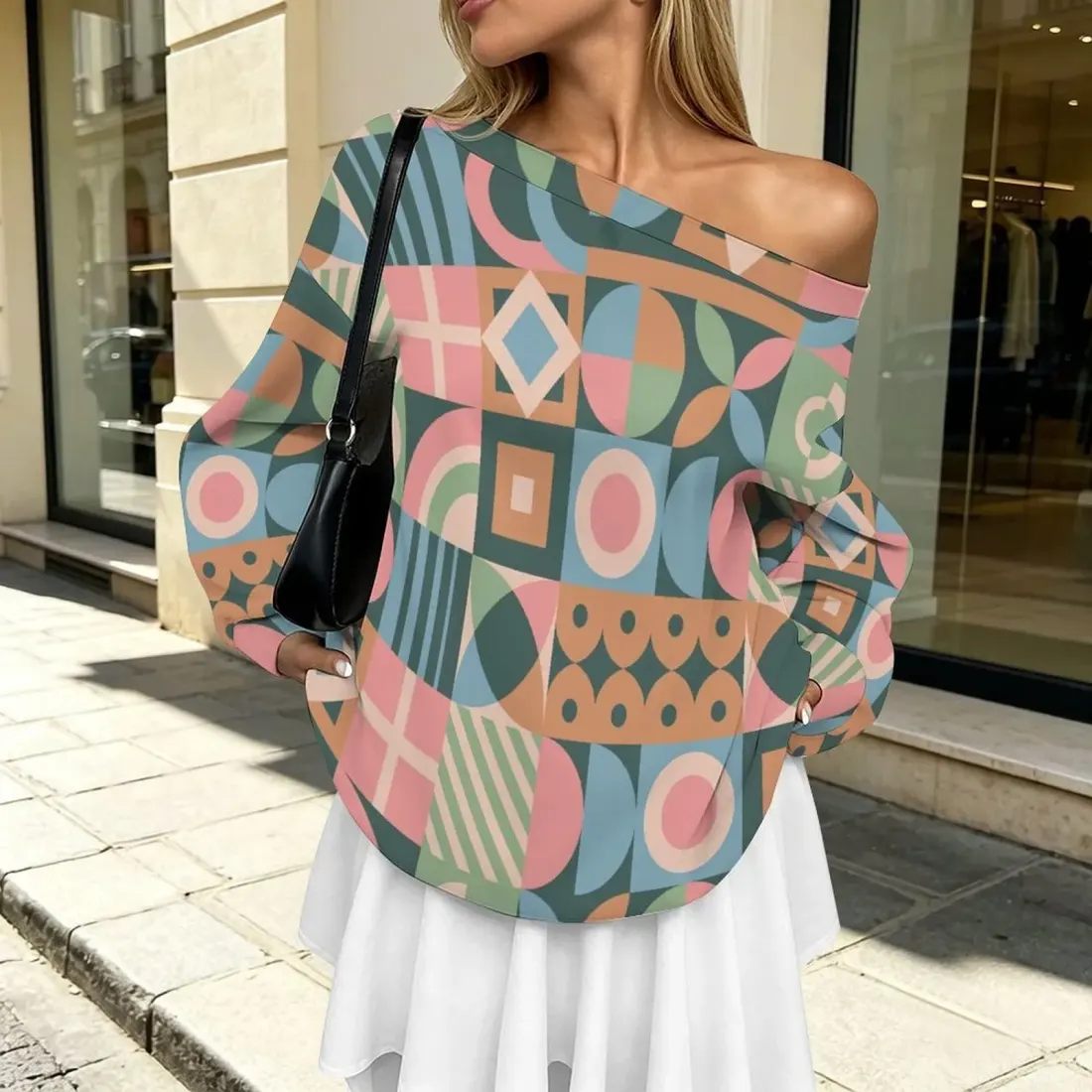 Women's Off-shoulder Long Sleeve Sweatshirt — photo 3