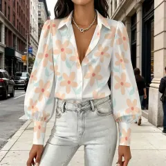 Women's Satin Lantern Long Sleeve Shirt thumbnail 1