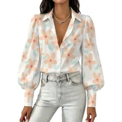 Women's Satin Lantern Long Sleeve Shirt thumbnail 2
