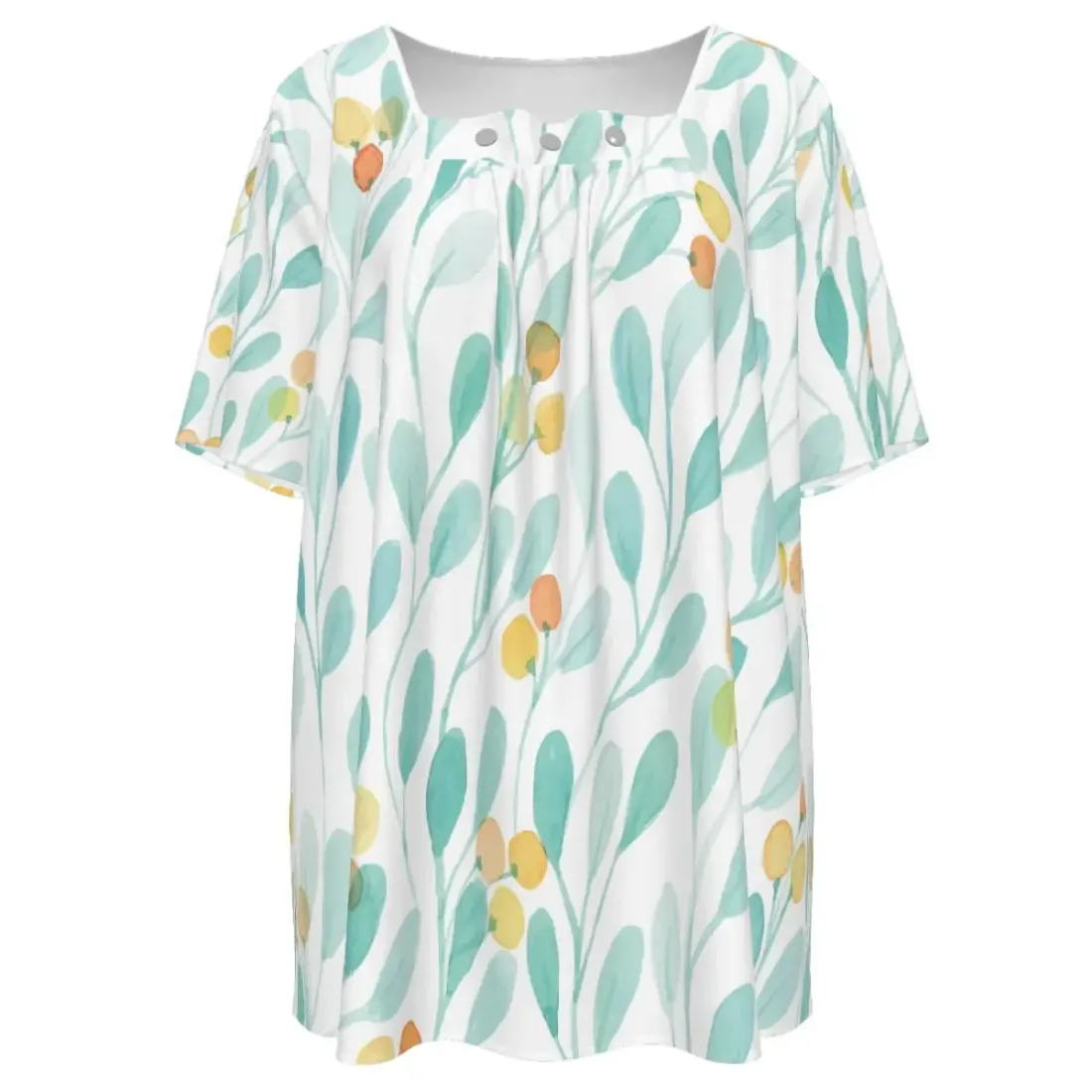 Women's Square Neck Short Sleeve Shirt With Three Buttons — photo 2