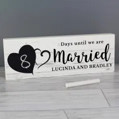 Personalised Rustic Wedding Countdown Sign, Wooden Chalkboard Mantel Decor, Mr and Mrs Keepsake thumbnail 4
