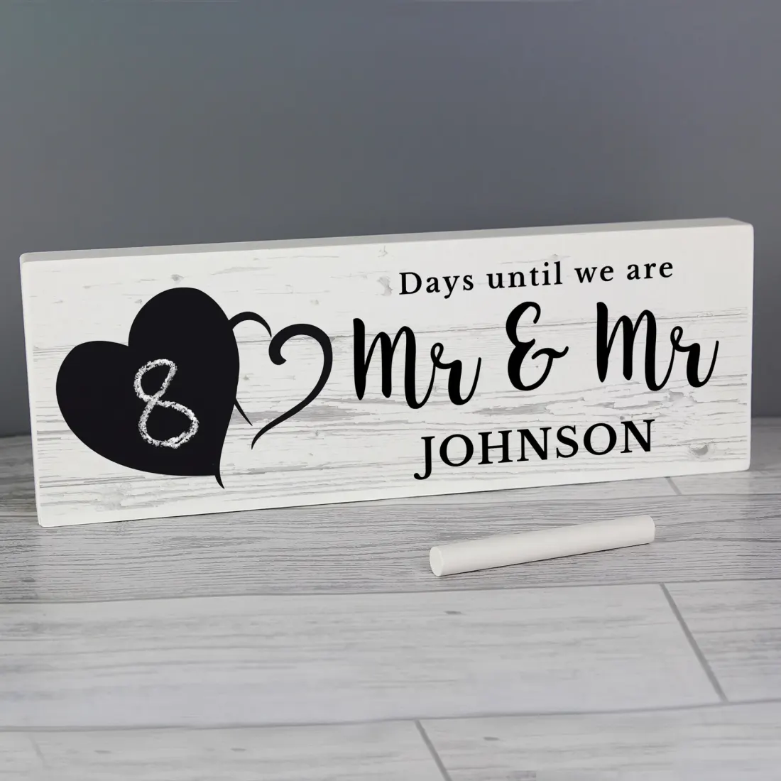 Personalised Rustic Wedding Countdown Sign, Wooden Chalkboard Mantel Decor, Mr and Mrs Keepsake — photo 5