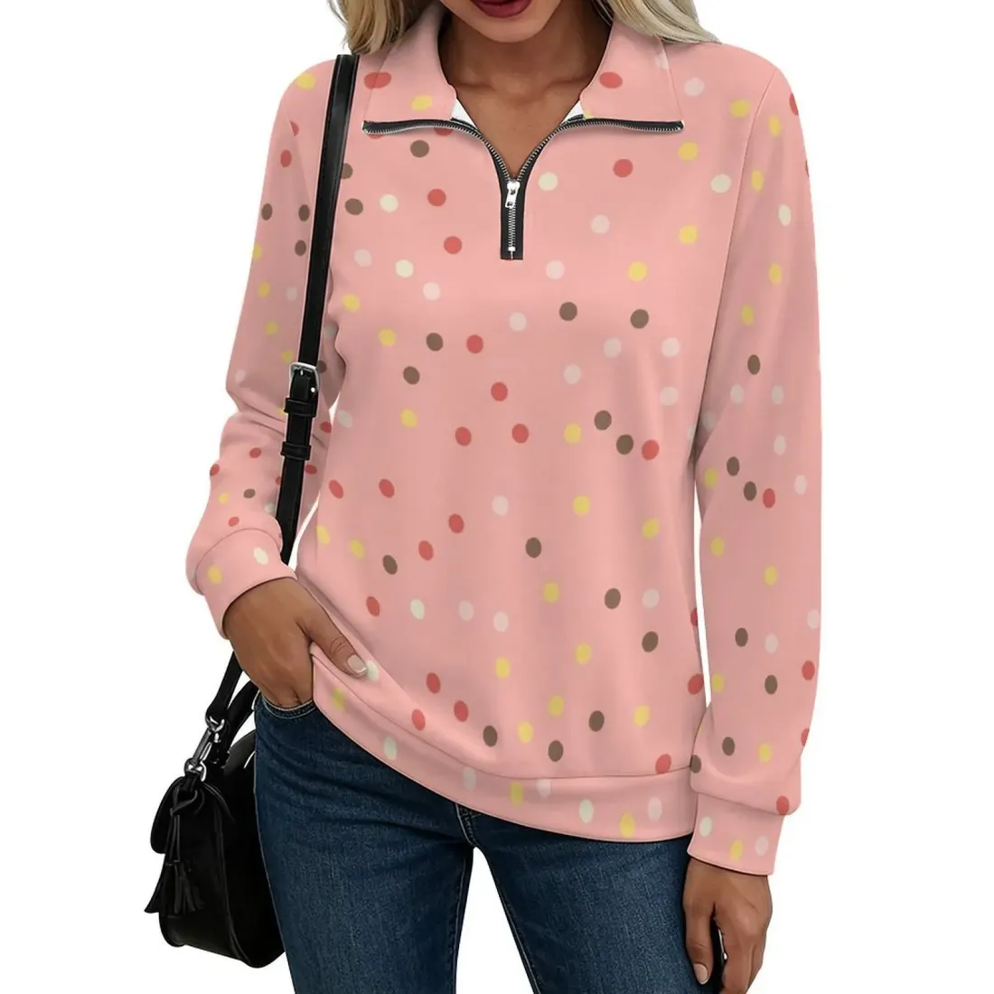 Women's Quarter Zip Pullover Sweatshirt — photo 2