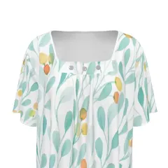 Women's Square Neck Short Sleeve Shirt With Three Buttons thumbnail 6