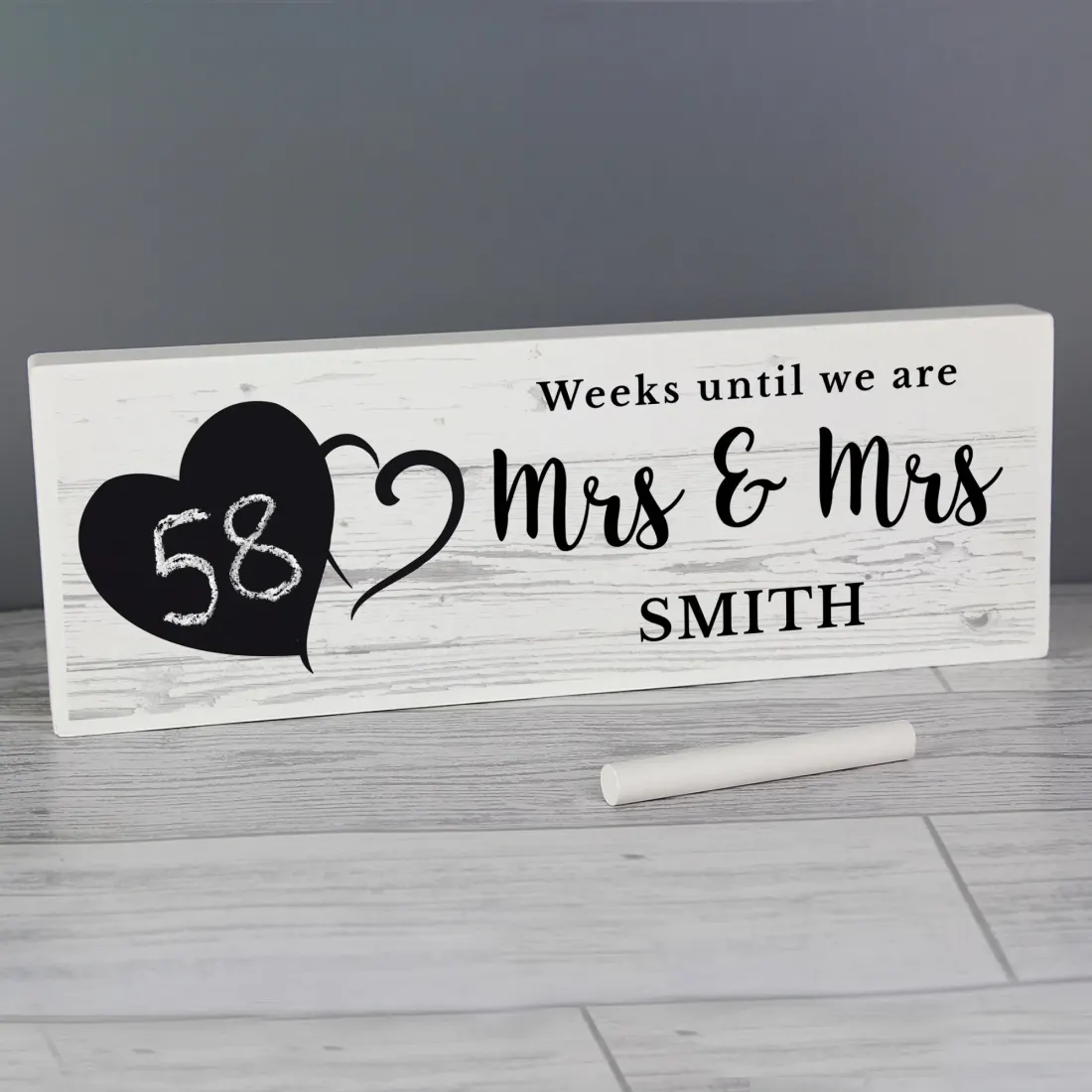 Personalised Rustic Wedding Countdown Sign, Wooden Chalkboard Mantel Decor, Mr and Mrs Keepsake — photo 6