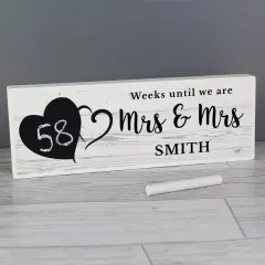 Personalised Rustic Wedding Countdown Sign, Wooden Chalkboard Mantel Decor, Mr and Mrs Keepsake thumbnail 6