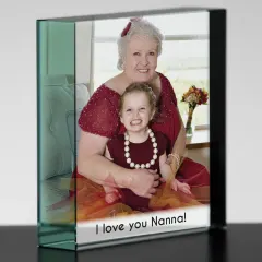Personalised Photo Upload Crystal Token, Custom Glass Block Keepsake, Photo Gift For Nanna UK thumbnail 1