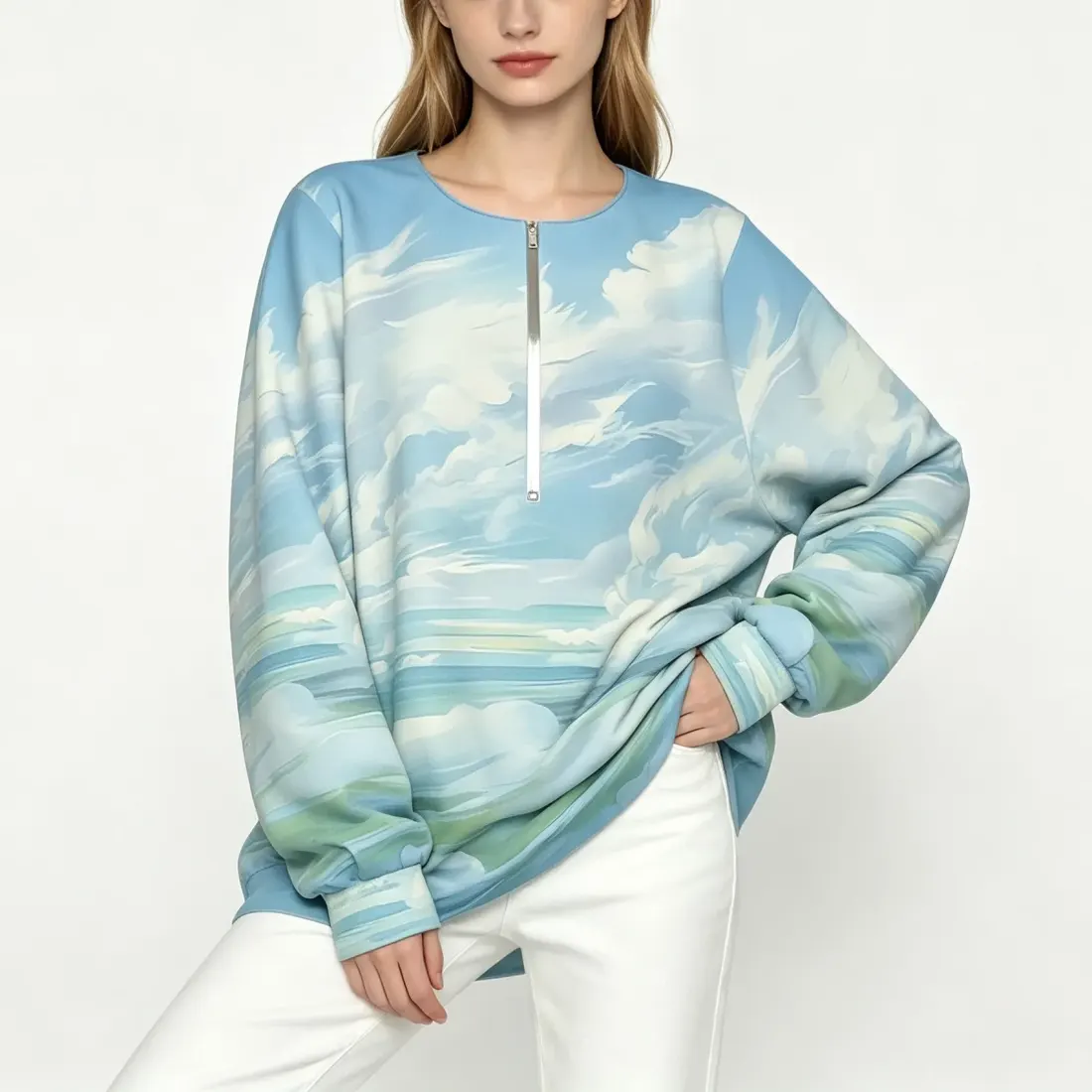 Women's Half Zip Long Sleeve Sweatshirt