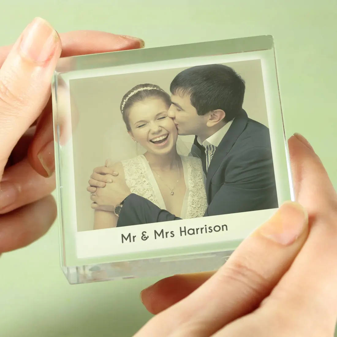 Personalised Photo Upload Crystal Token, Custom Glass Block Keepsake, Photo Gift For Nanna UK — photo 3
