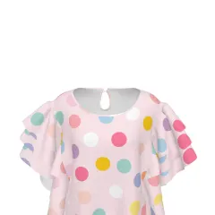Women's Crew Neck Ruffle Short Sleeve Shirt thumbnail 6