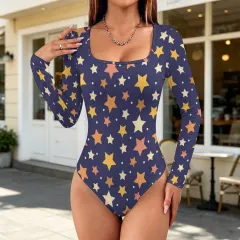 Women's Square Neck Long Sleeve Bodysuit thumbnail 1