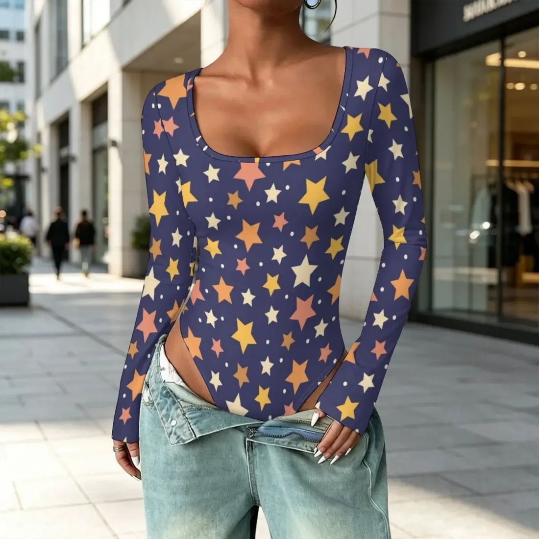 Women's Square Neck Long Sleeve Bodysuit — photo 2