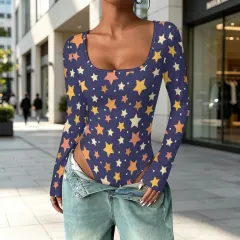 Women's Square Neck Long Sleeve Bodysuit thumbnail 2