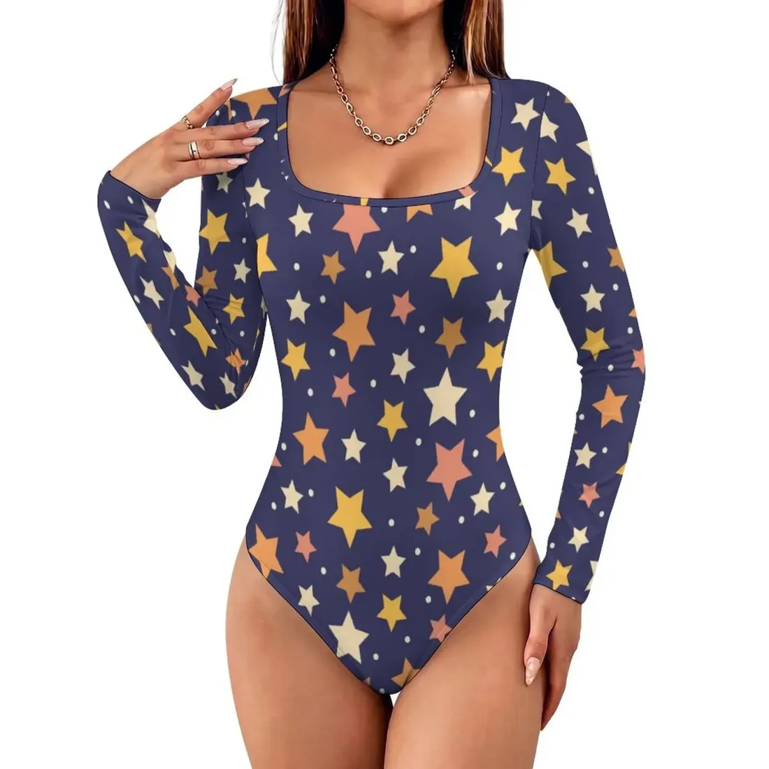 Women's Square Neck Long Sleeve Bodysuit — photo 3