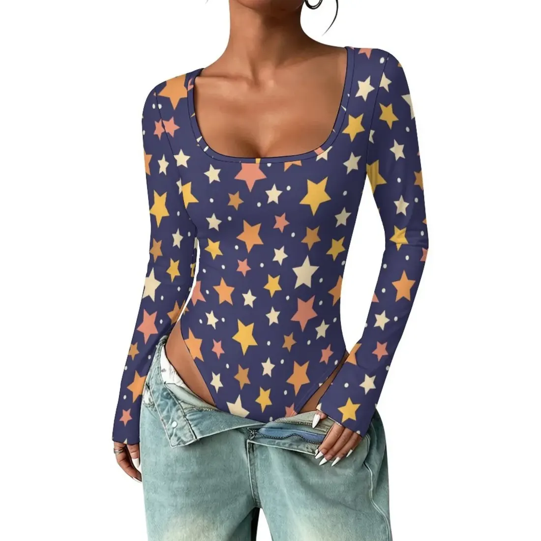 Women's Square Neck Long Sleeve Bodysuit — photo 4