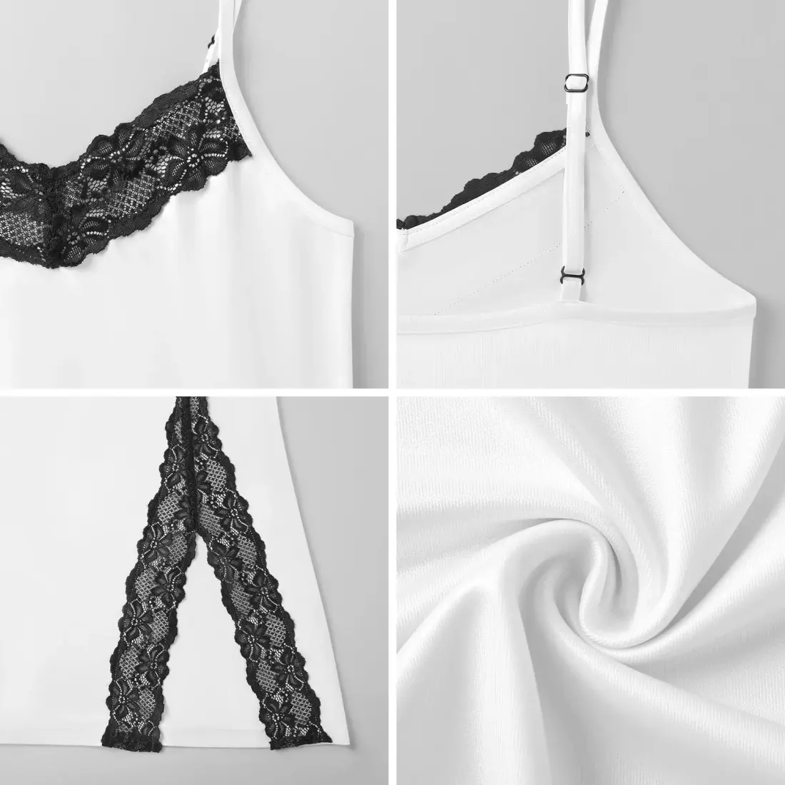Women's Lace Slit Cami Pajama Dress — photo 6