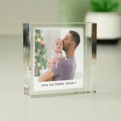 Personalised Photo Upload Crystal Token, Custom Glass Block Keepsake, Photo Gift For Nanna UK thumbnail 6