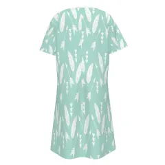 Women's Pleated Crew Neck Short Sleeve Dress thumbnail 3