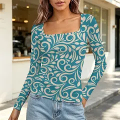 Women's Square Neck Long Sleeve Shirt thumbnail 1