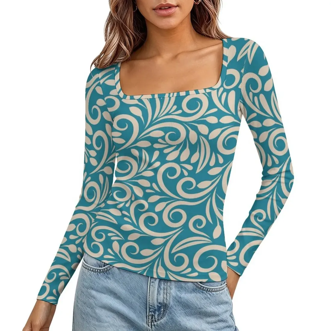 Women's Square Neck Long Sleeve Shirt — photo 2