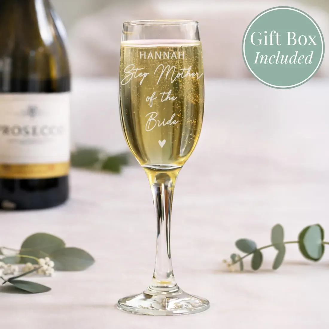 Personalised Champagne Flute, Custom Engraved Wedding Toast Glass, Bridal Keepsake — photo 3