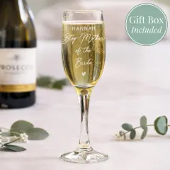 Personalised Champagne Flute, Custom Engraved Wedding Toast Glass, Bridal Keepsake thumbnail 3
