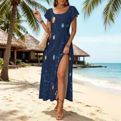Women's Ruffle Sleeve Back Tie Dress thumbnail 1