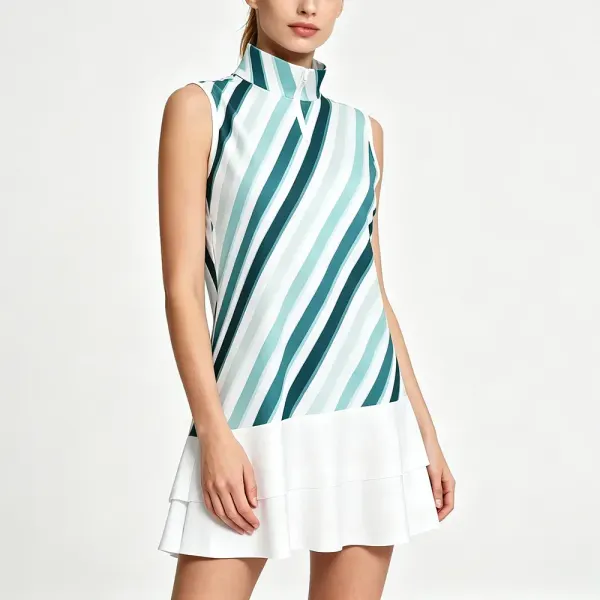 Women's Sleeveless Quarter Zip Ruffle Sports Dress