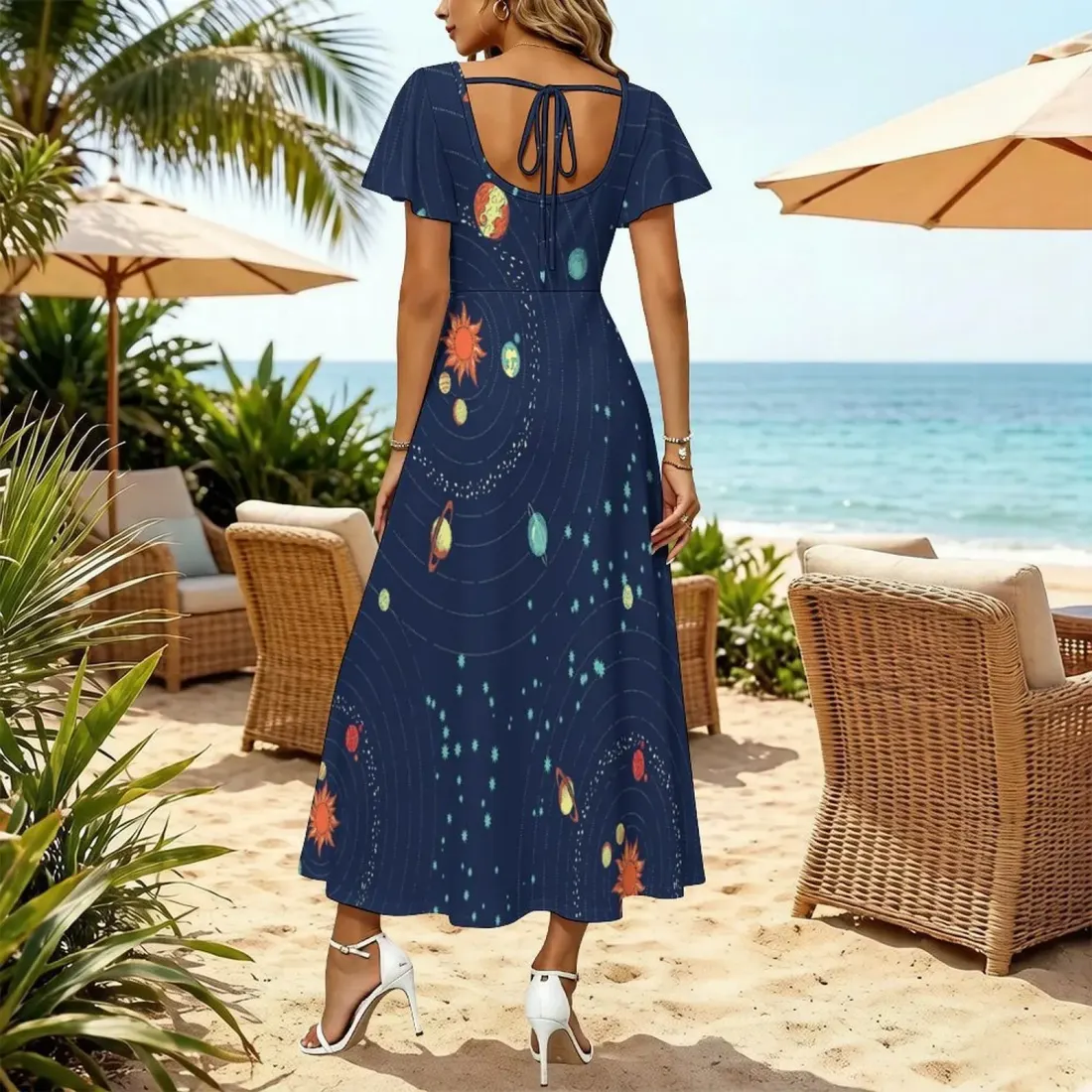 Women's Ruffle Sleeve Back Tie Dress — photo 2