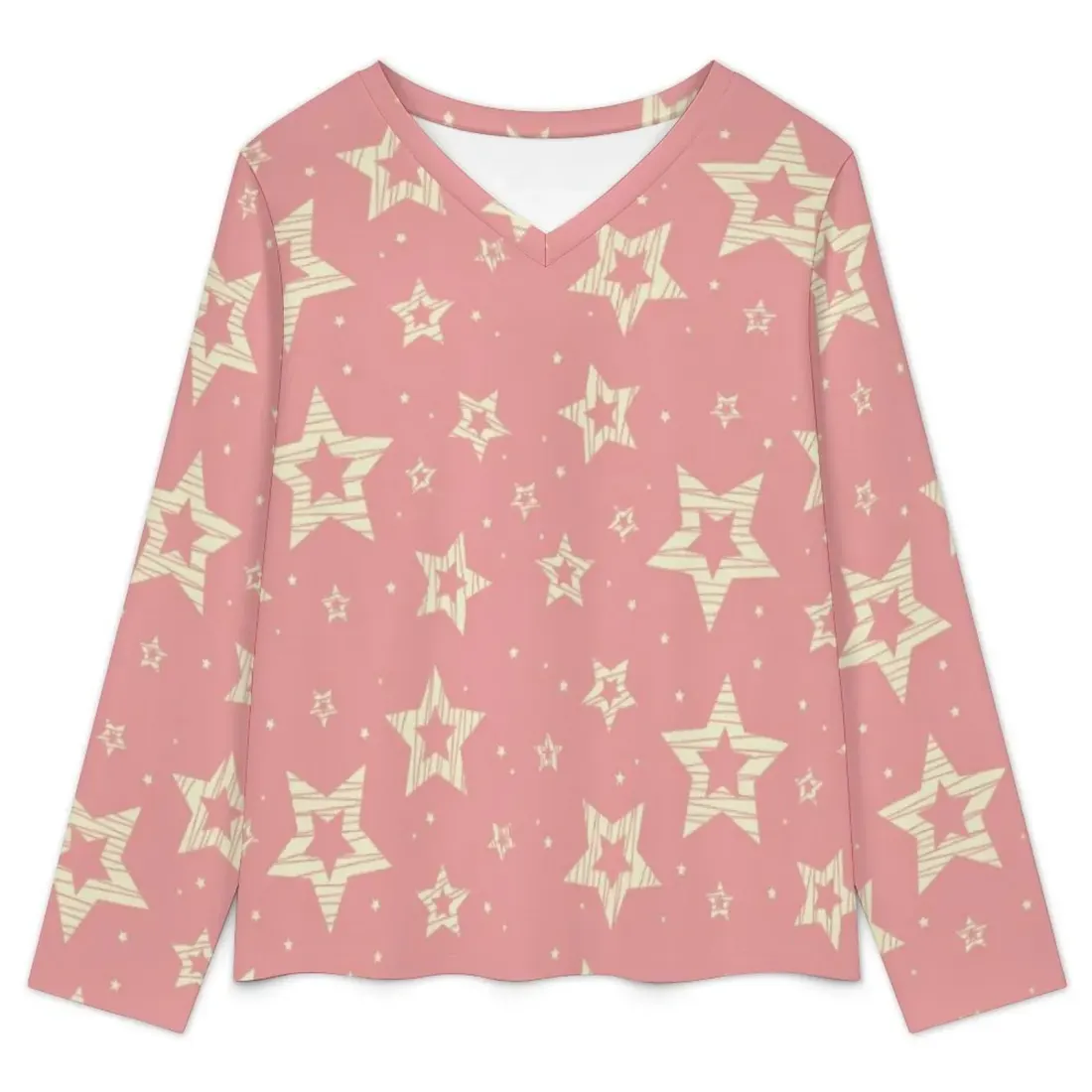 Women's V-Neck Long Sleeve Pajama Set with Pockets — photo 3