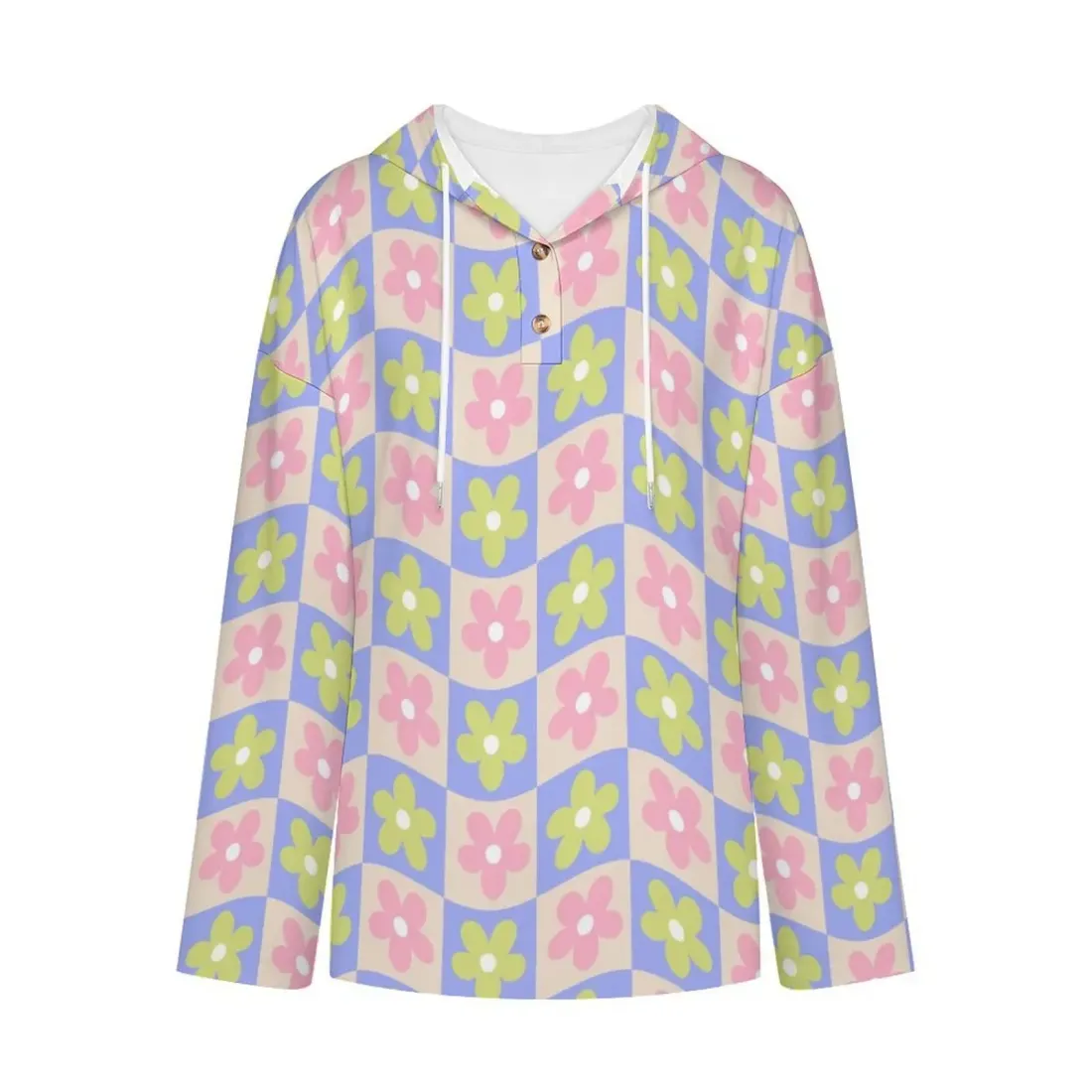 Women's V-Neck Button-Front Drawstring Hoodie — photo 4