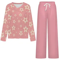 Women's V-Neck Long Sleeve Pajama Set with Pockets thumbnail 5