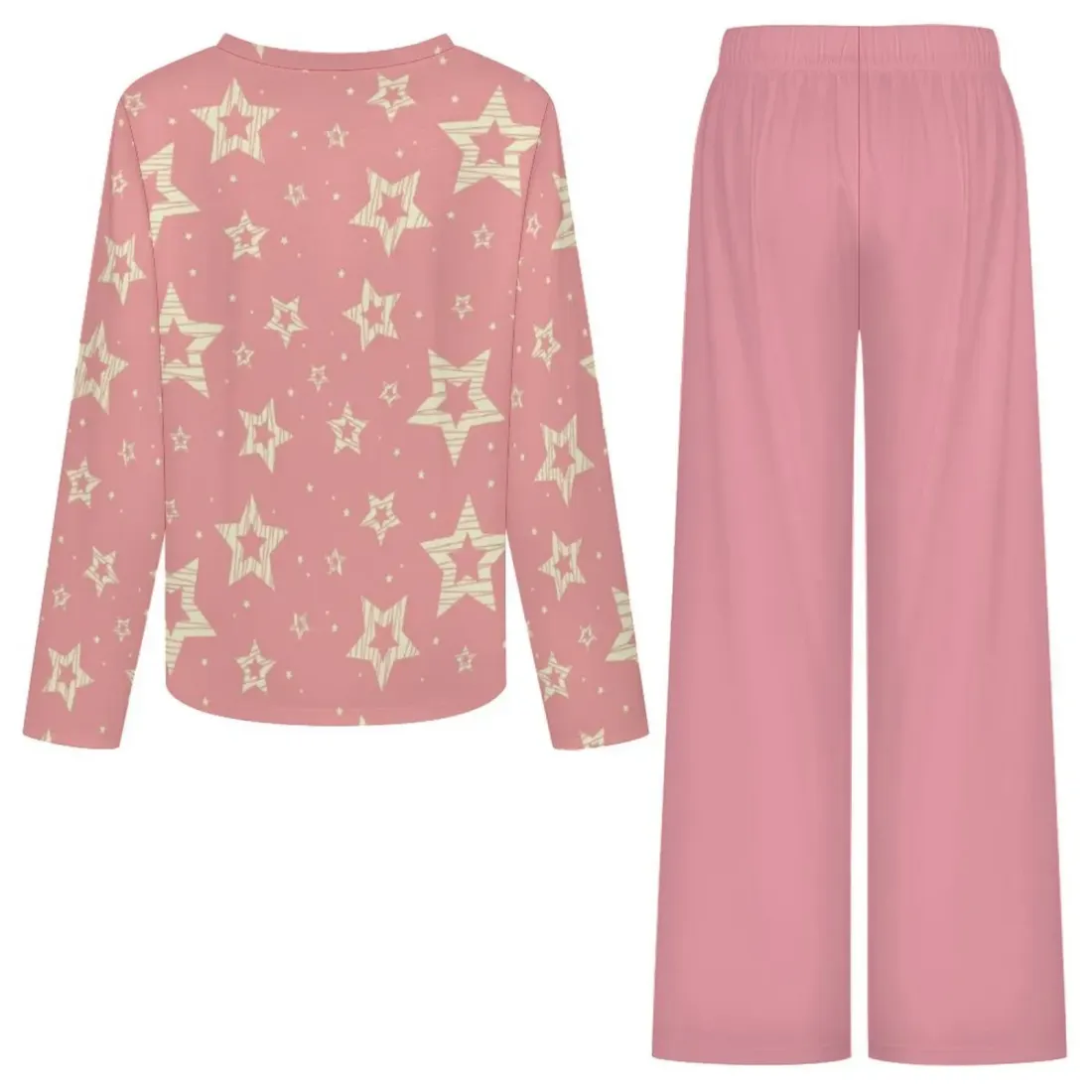 Women's V-Neck Long Sleeve Pajama Set with Pockets — photo 6