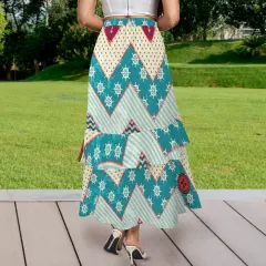 Women's High Waist Slit Ruffle Maxi Skirt thumbnail 3