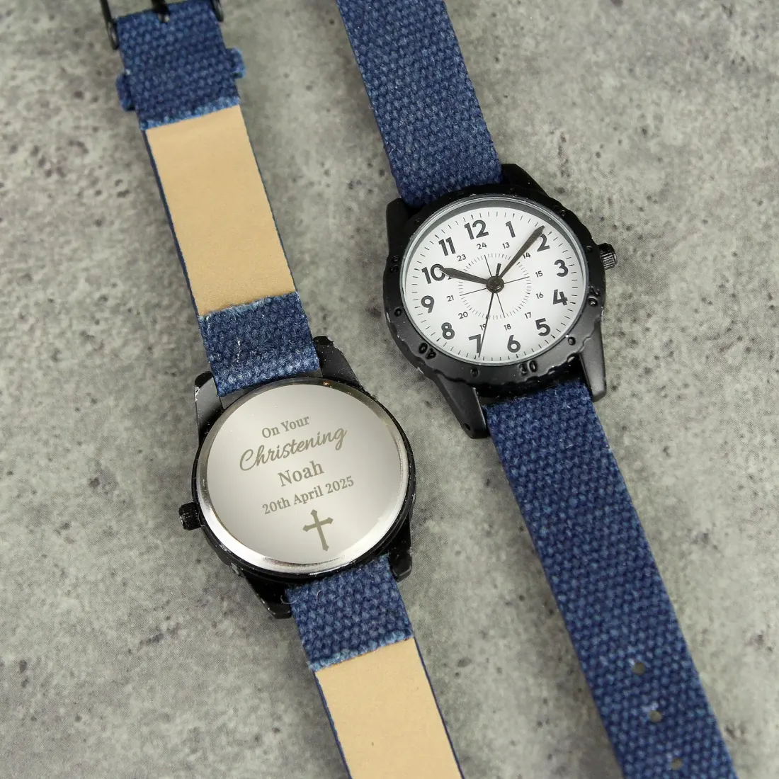 Personalised First Holy Communion Blue Watch for Boy, Custom Name and Cross Watch — photo 4