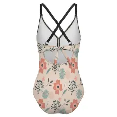 Women's Front Cross Tie Backless One Piece Swimsuit thumbnail 5