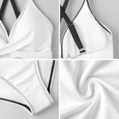 Women's Front Cross Tie Backless One Piece Swimsuit thumbnail 6