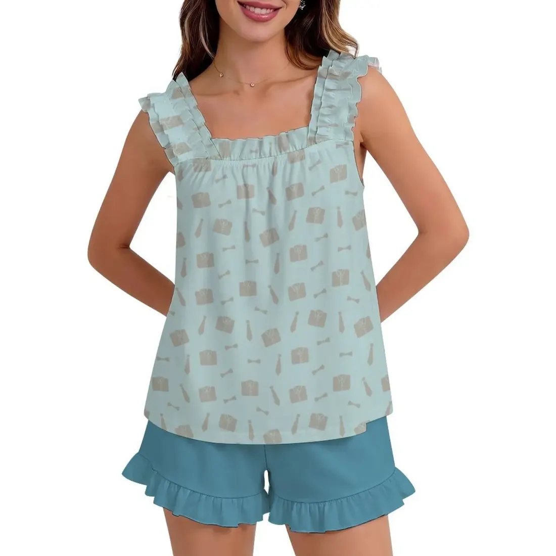 Women's Ruffled Cami Top & Shorts Pajama Set — photo 3